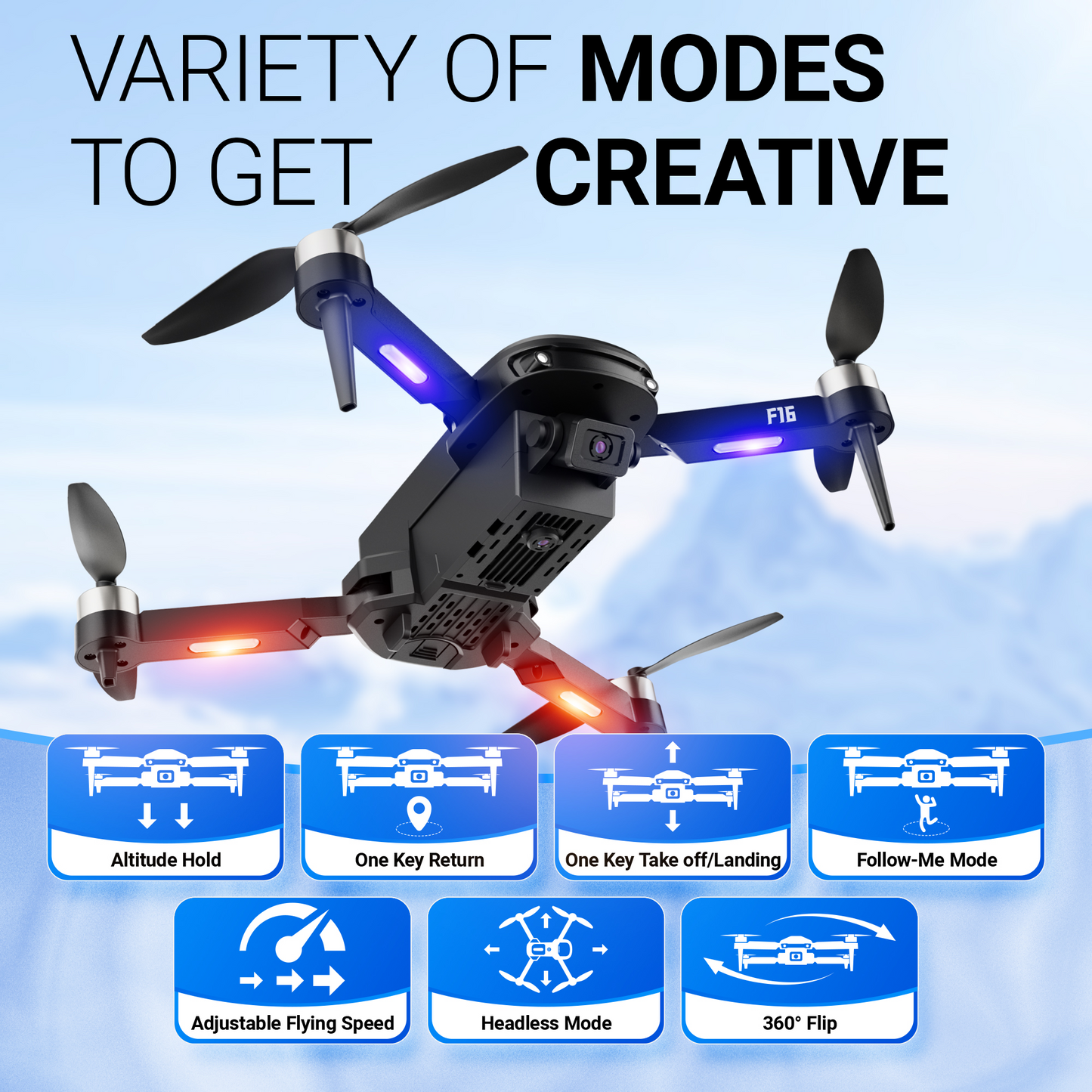 Contixo F16 Stunt Drone - 1080P HD Camera, Foldable Design, Wi-Fi FPV, 16-Min Flight - 2024