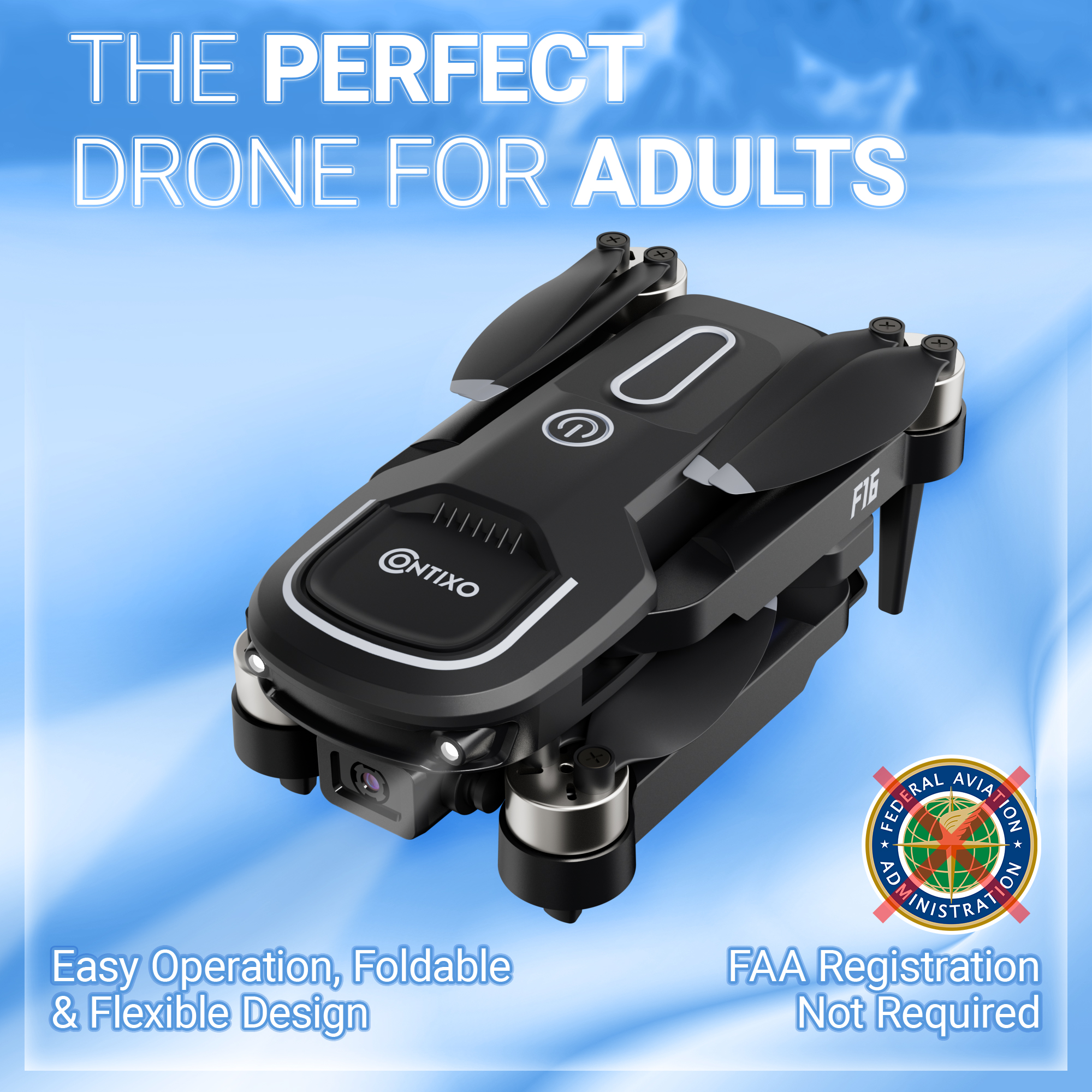 Contixo F16 Stunt Drone – 1080P HD Camera, Foldable Design, WiFi FPV, 16-Min Flight - 2024 Model