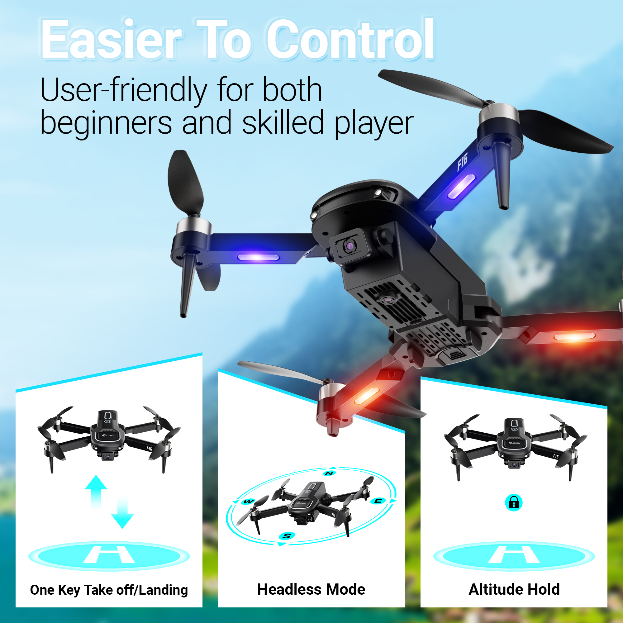 Contixo Arctic F16 FPV Stunt Drone - Includes 1 Battery for Beginners (2024 Model)