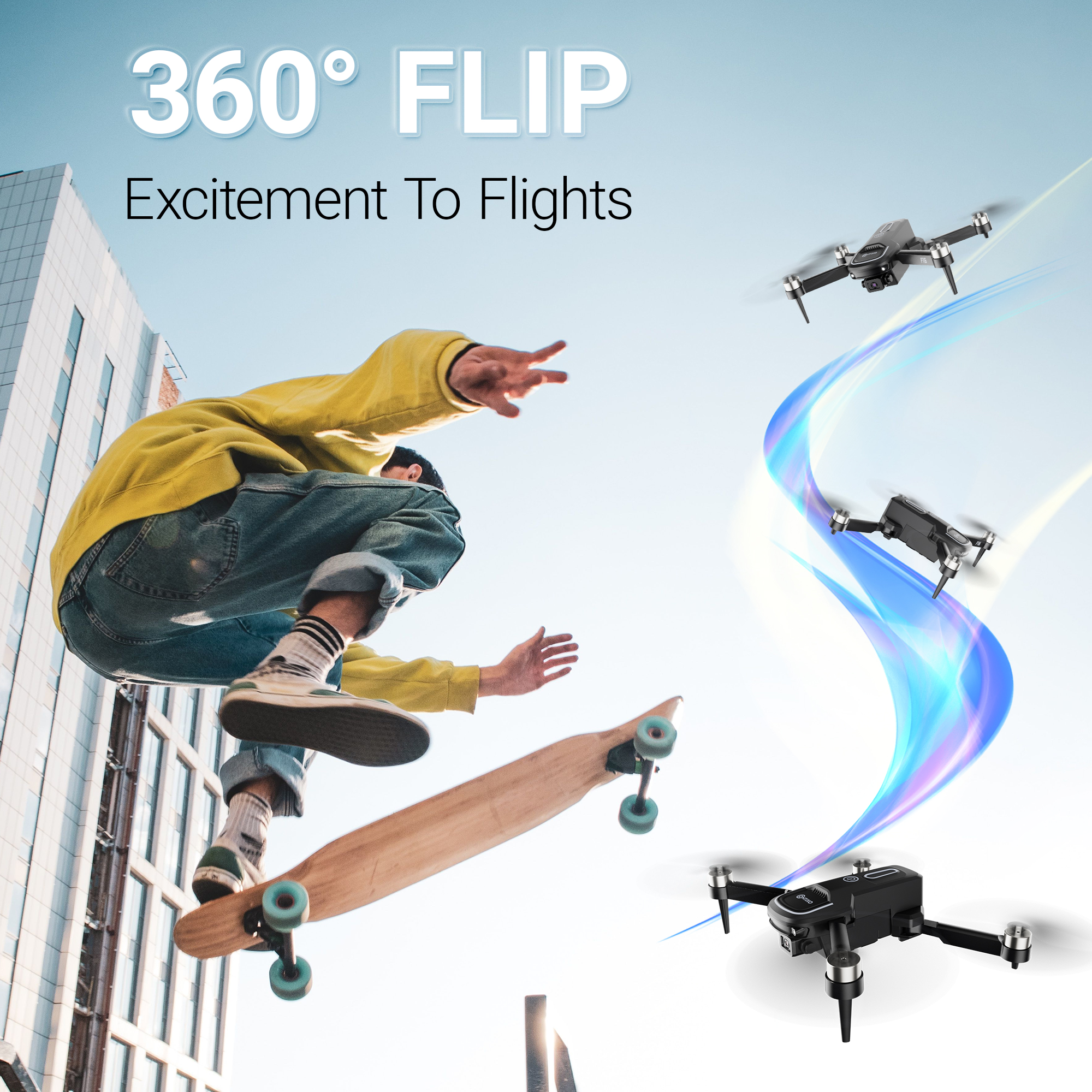 Contixo F16 Stunt Drone – 1080P HD Camera, Foldable Design, WiFi FPV, 16-Min Flight - 2024 Model