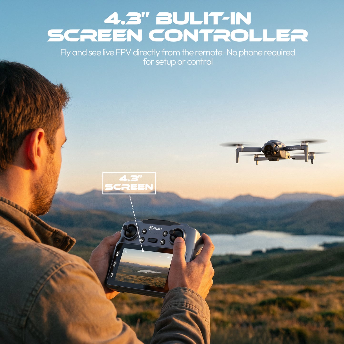 Contixo F26 Volant FPV Drone, Brushless Camera Drone with 4.3” Screen Controller