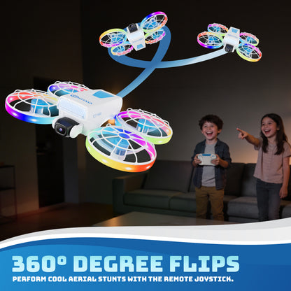 Contixo F27 Halo Mini Foldable Drone with 4.3" Screen Remote, LED Light-Up, HD Dual Camera 720P, Optical Flow Hover, One-Key Takeoff/Landing, 360° Stunts, 350 ft Range