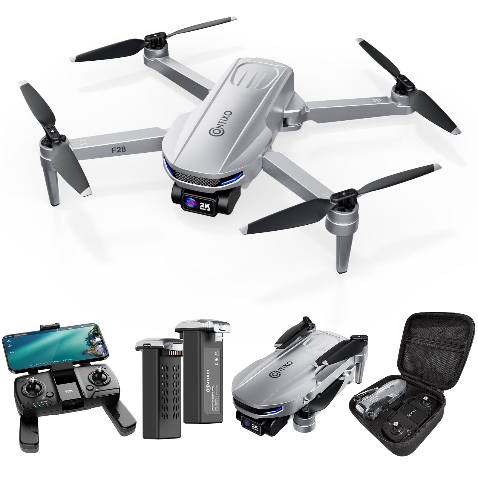 Contixo F28 Foldable Drone with 2K FHD Camera and Carrying Case