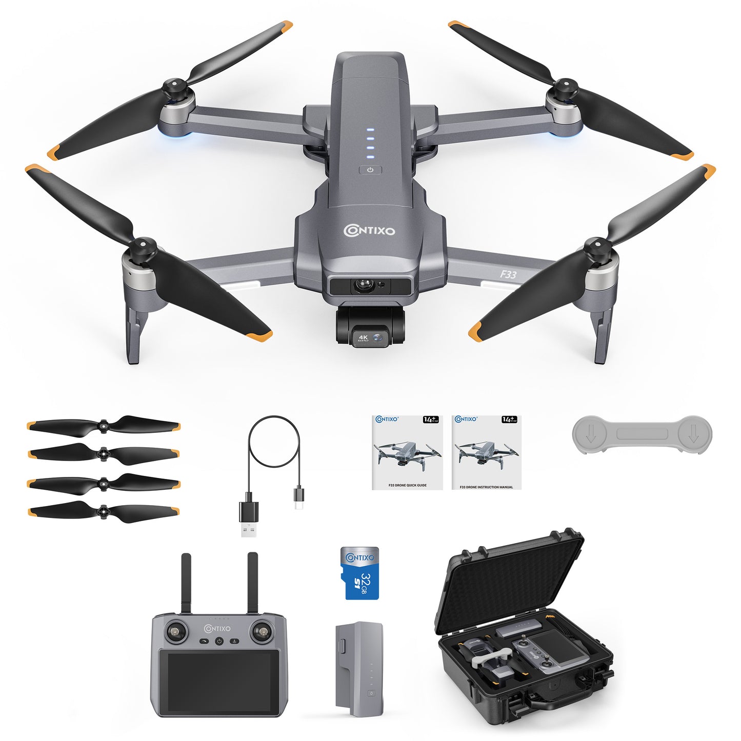 Contixo F33 Vortex - Professional 4K UHD GPS Drone - 42 Min Flight, Brushless Motors, Advanced Smart Modes