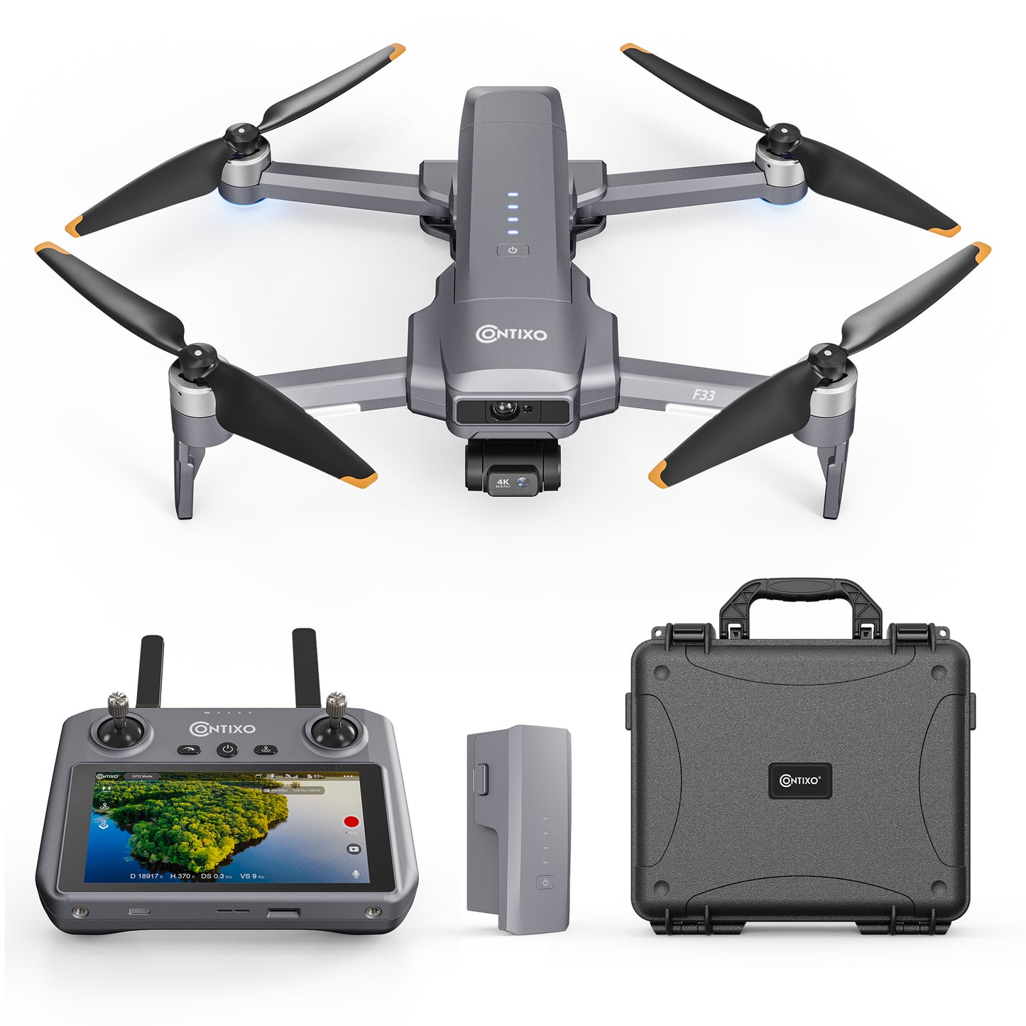 Contixo F33 Vortex - Professional 4K UHD GPS Drone - 42 Min Flight, Brushless Motors, Advanced Smart Modes