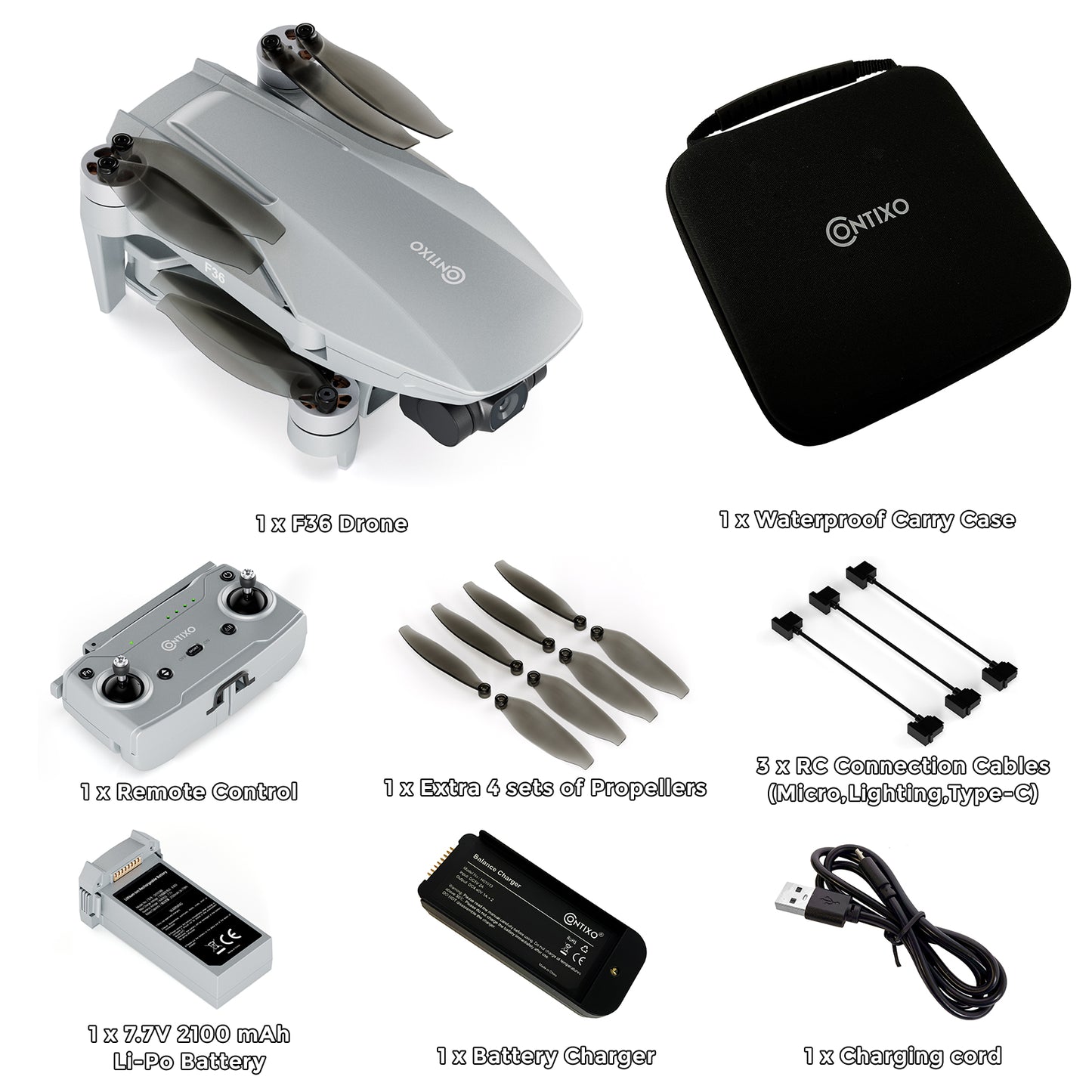 Contixo F36 FPV Drone - Foldable, 4K HD Camera, 64GB Card & Case