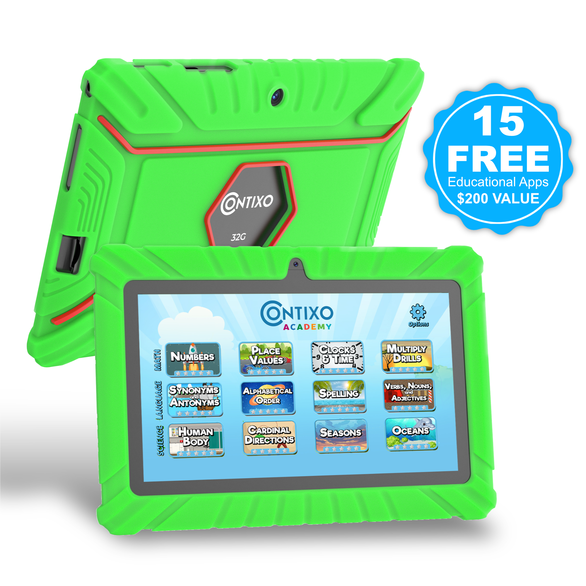 Contixo 7" Kids Tablet, 2024 Model, STEM Learning, Educational Tablet for Ages 3-12, Contixo Academy, Android 11