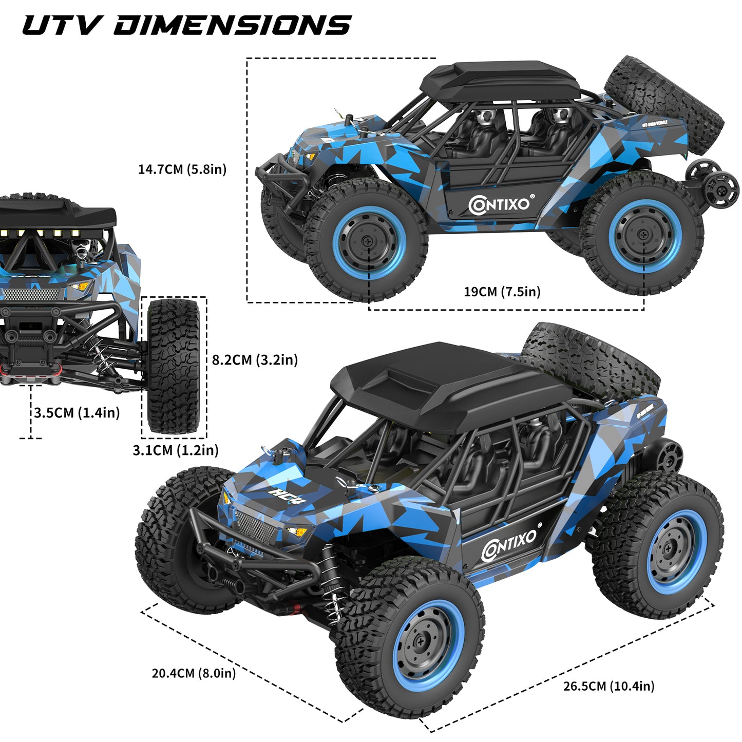 Contixo HC4 Dominator RC Remote Control Offroad 4WD UTV - 1:16 Scale