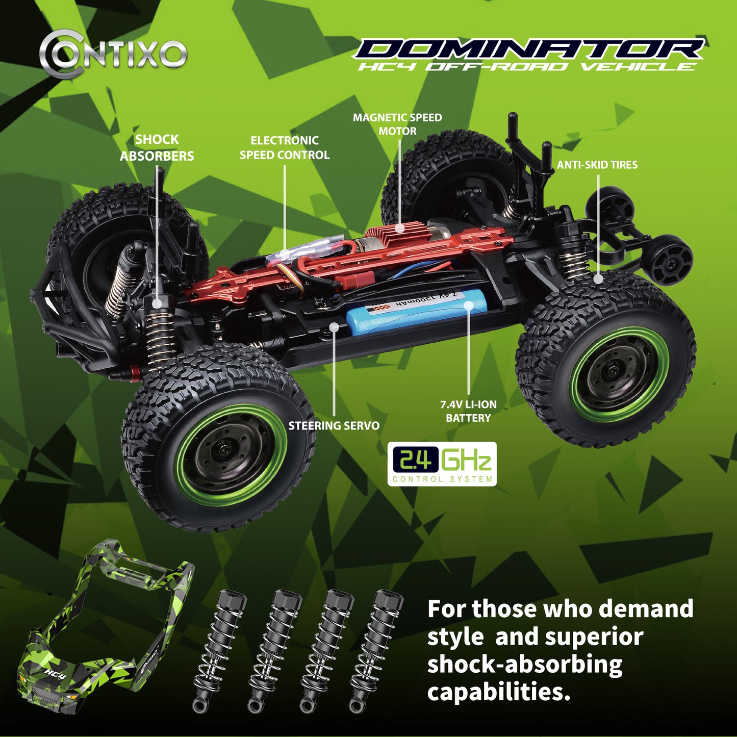 Contixo HC4 Dominator RC Remote Control Offroad 4WD UTV - 1:16 Scale