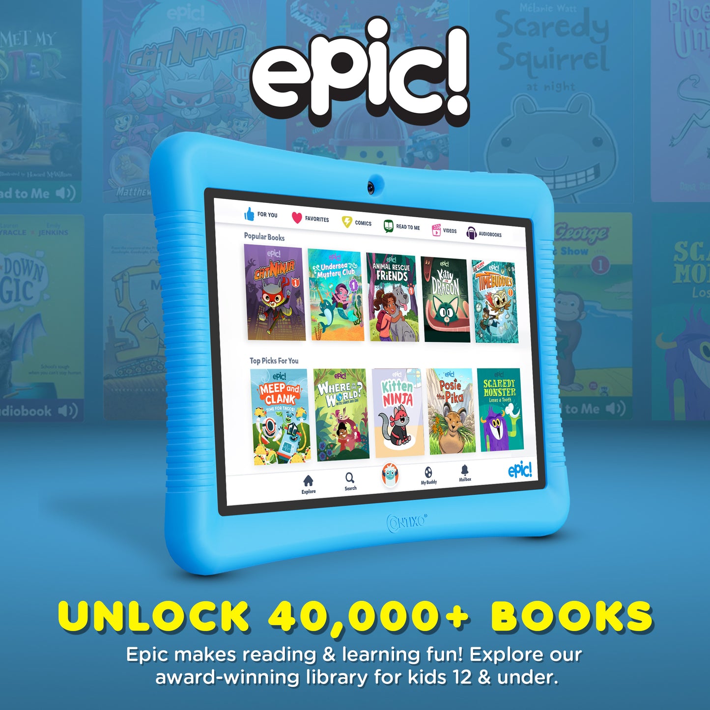 Contixo K102 10" Kids Tablet Featuring Disney E-Books