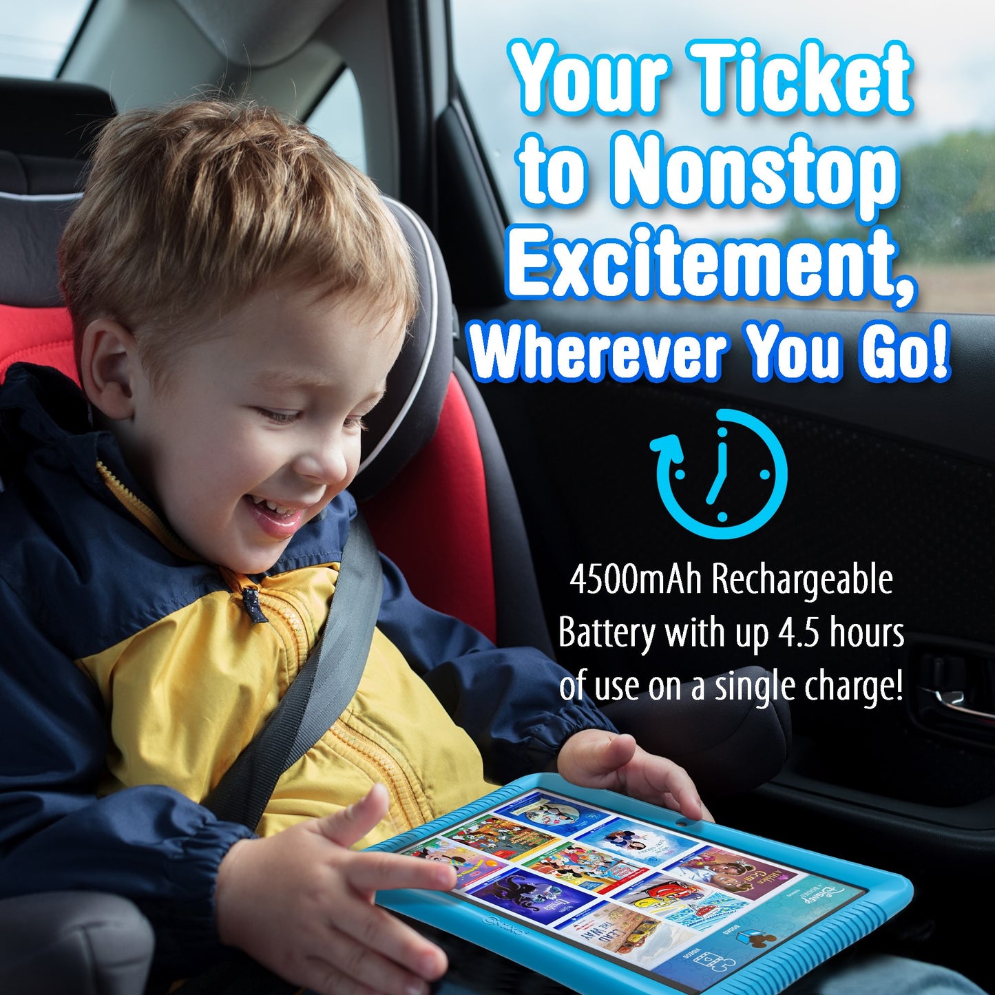 Contixo K102 10" Kids Tablet, Bluetooth Headphones, Tablet Bag, & Stylus Bundle
