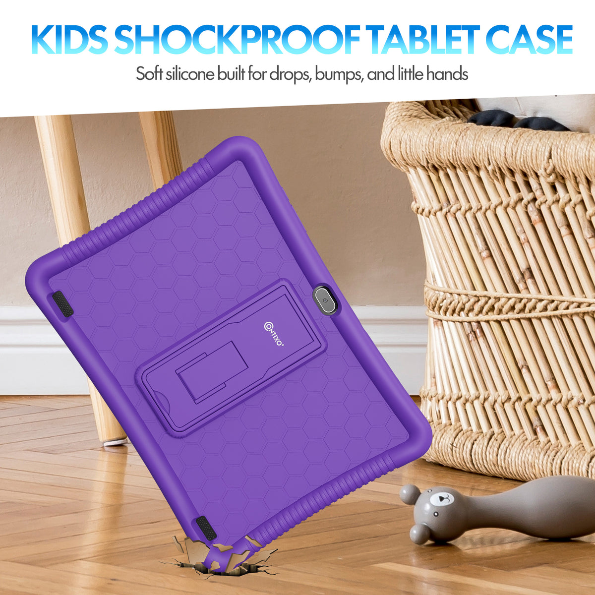 Contixo K102 10" Kids Tablet Bundle | 32GB Android 12 | KB8 Wireless Headphones & Bag | Epic! Books & Lingokids