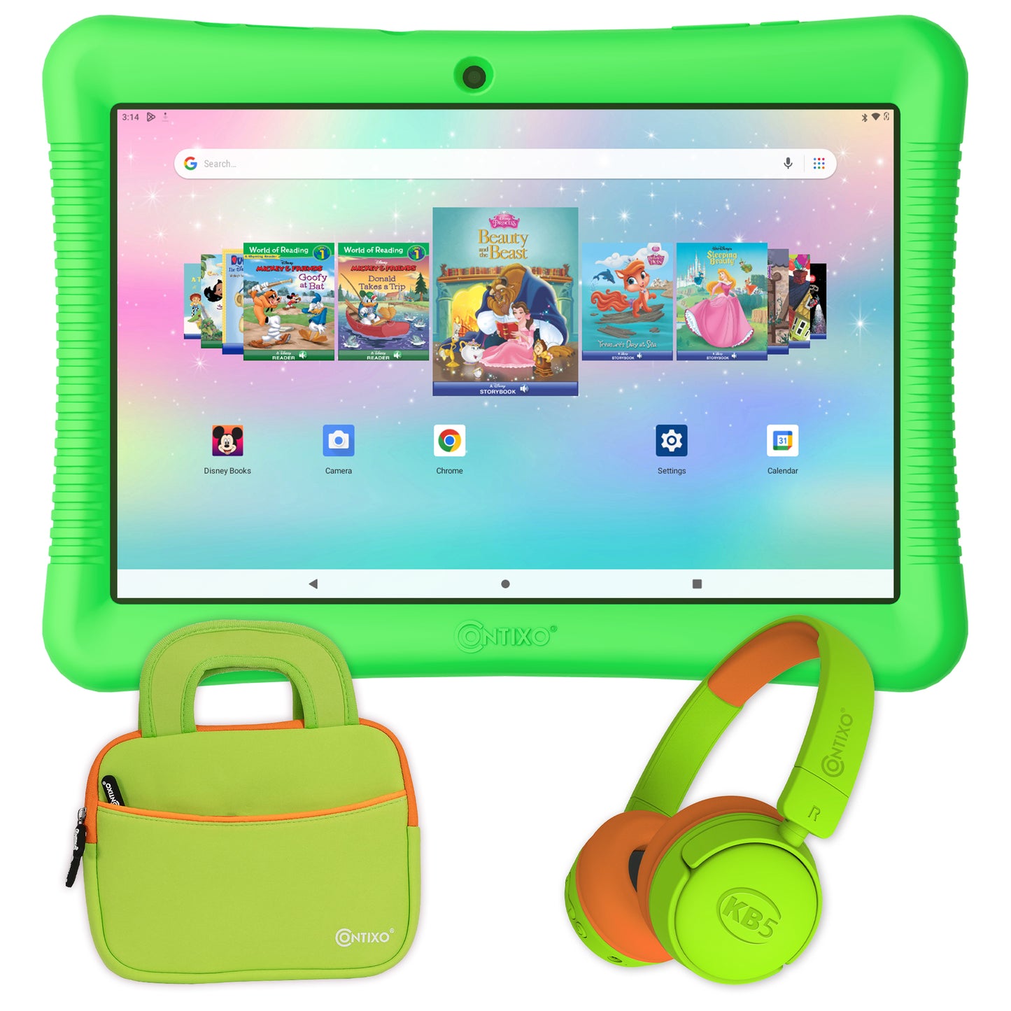 Contixo K102 10" Kids Tablet, Bluetooth Headphones, Tablet Bag, & Stylus Bundle