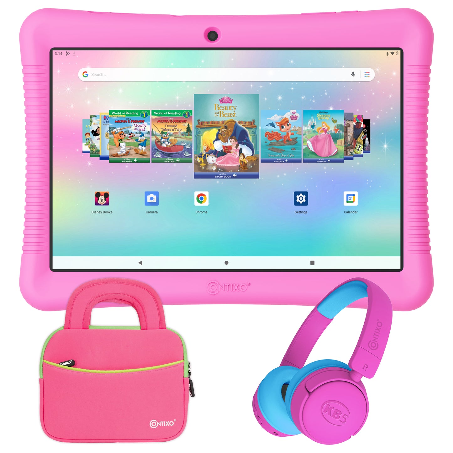 Contixo K102 10" Kids Tablet, Bluetooth Headphones, Tablet Bag, & Stylus Bundle