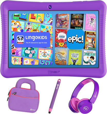 Contixo K102 10" Kids Tablet, Bluetooth Headphones, Tablet Bag, & Stylus Bundle