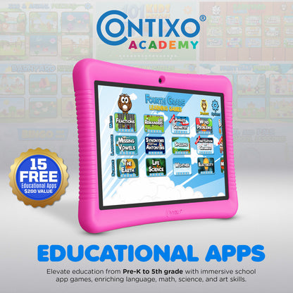 Contixo K102 10" Kids Tablet, Featuring Epic & Lingo Kids, 15 Educational Apps