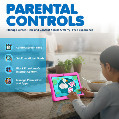 Contixo K102 10" Kids Tablet, Featuring Epic & Lingo Kids, 15 Educational Apps
