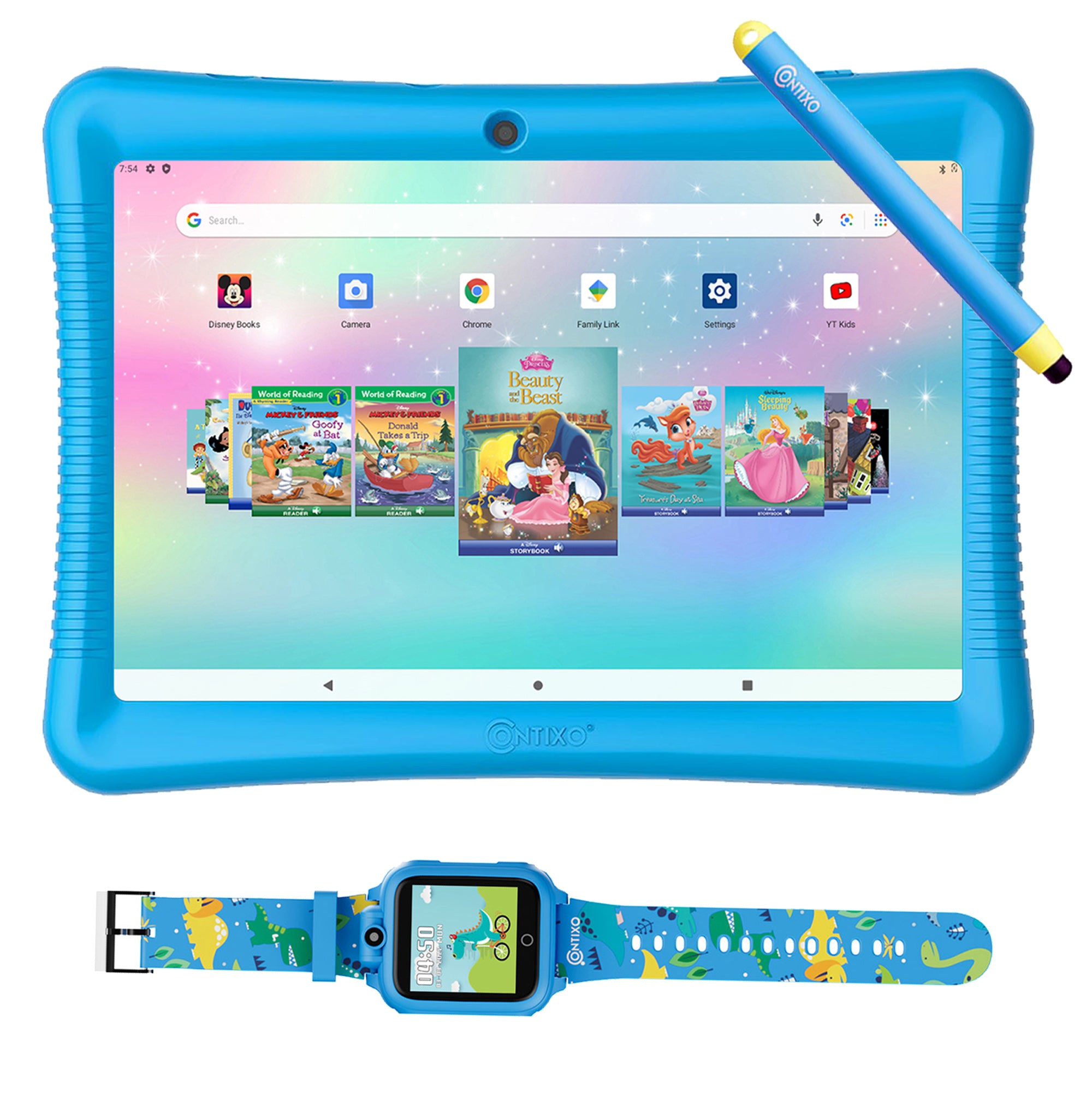 Contixo K102 10" Kids Tablet with Stylus and Smart Watch Bundle