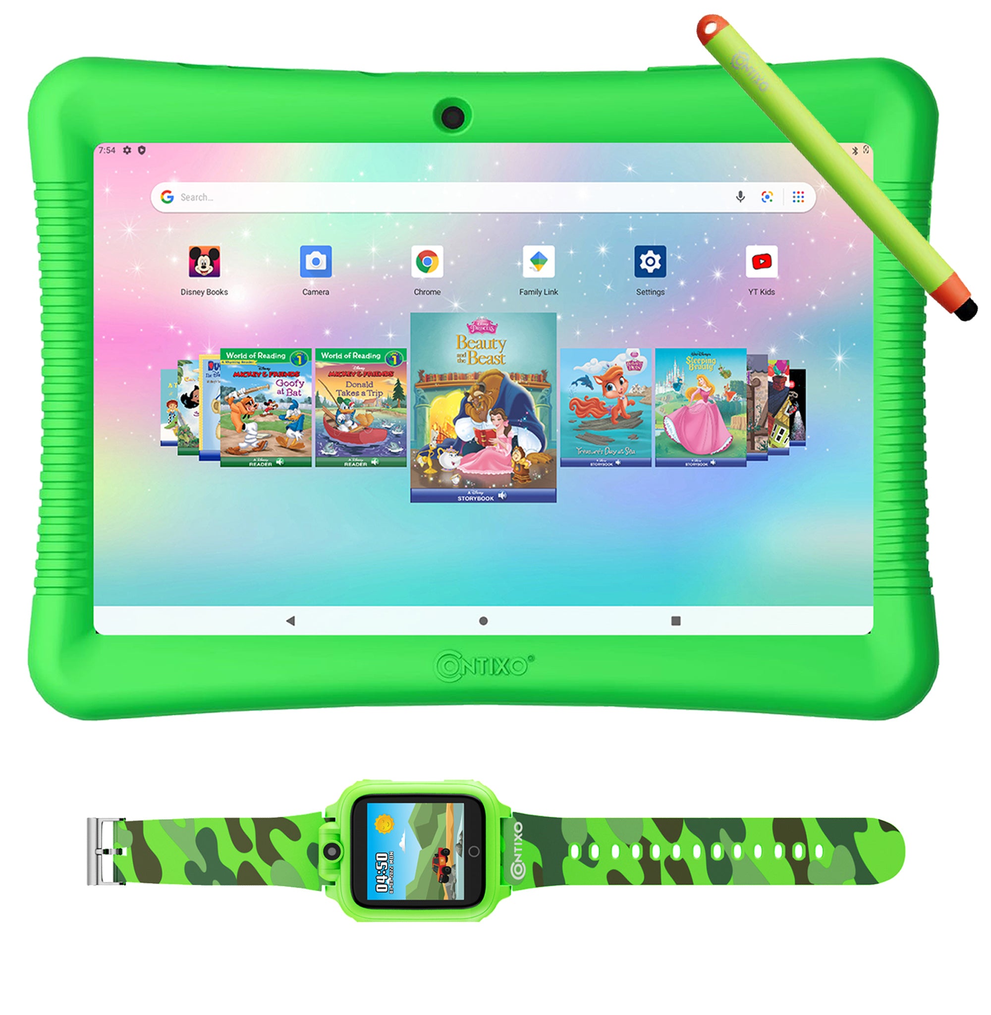 Contixo K102 10" Kids Tablet with Stylus and Smart Watch Bundle