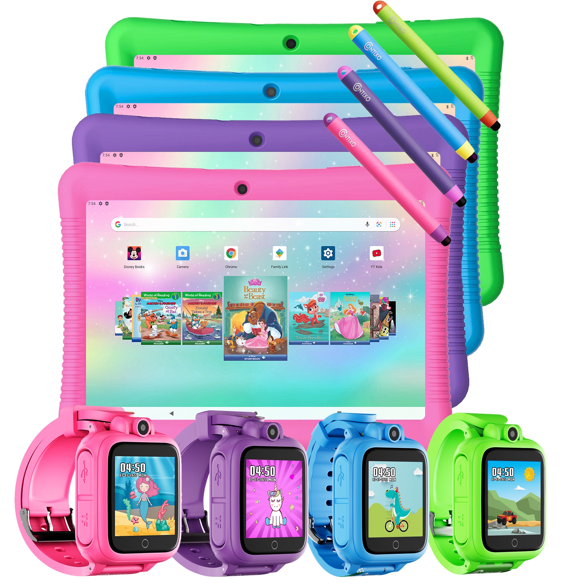 Contixo K102 10" Kids Tablet with Stylus and Smart Watch Bundle