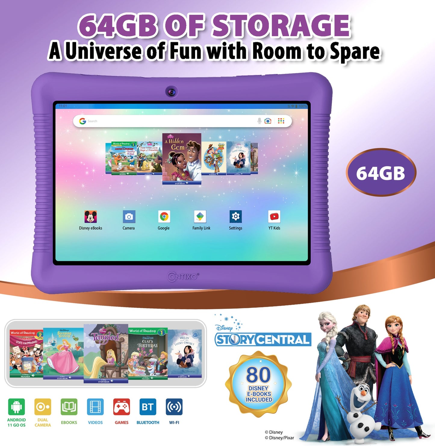 Contixo K102 10" Kids Tablet Featuring Disney E-Books