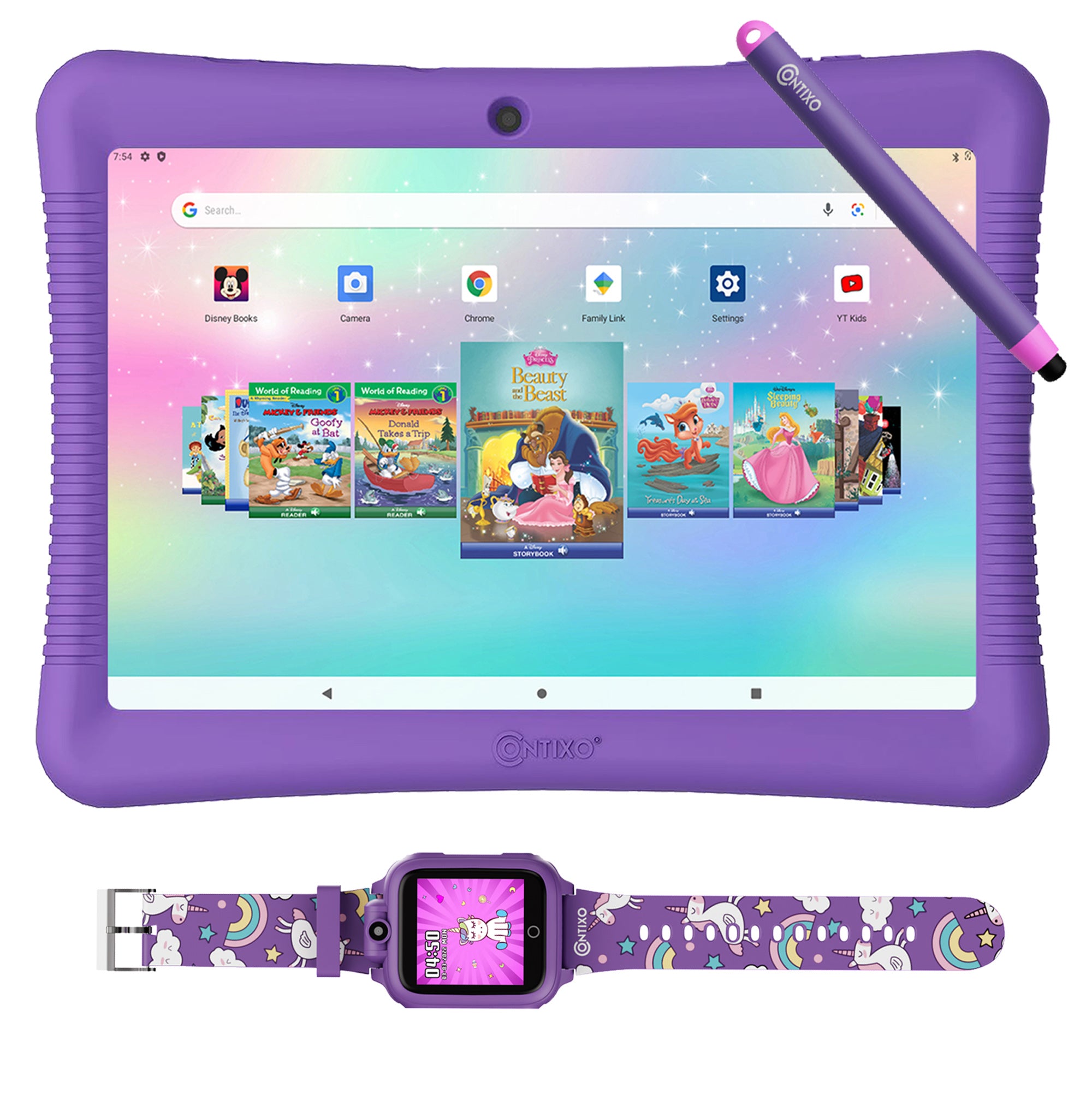 Contixo K102 10" Kids Tablet with Stylus and Smart Watch Bundle
