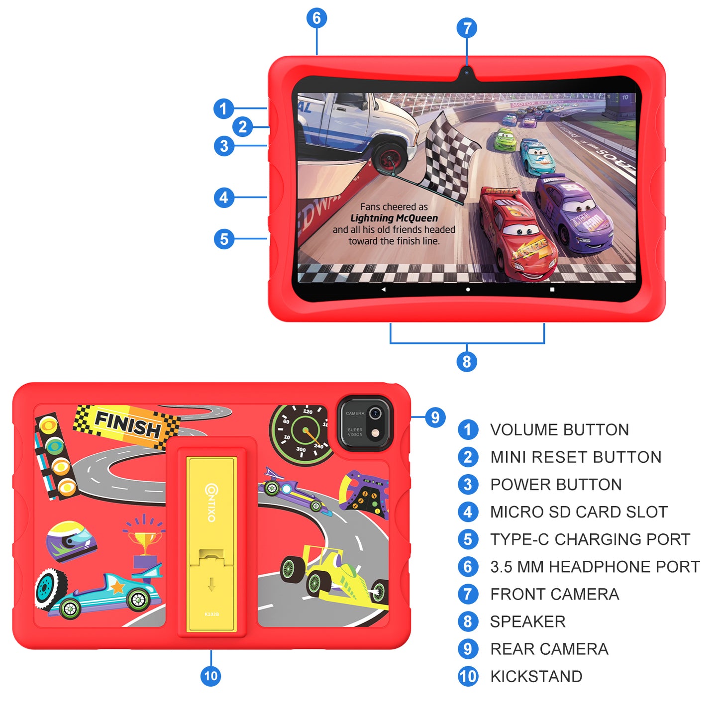 Contixo K103B Kids Tablet -" HD Screen, 64GB, Parental Controls, 80 Disney eBooks