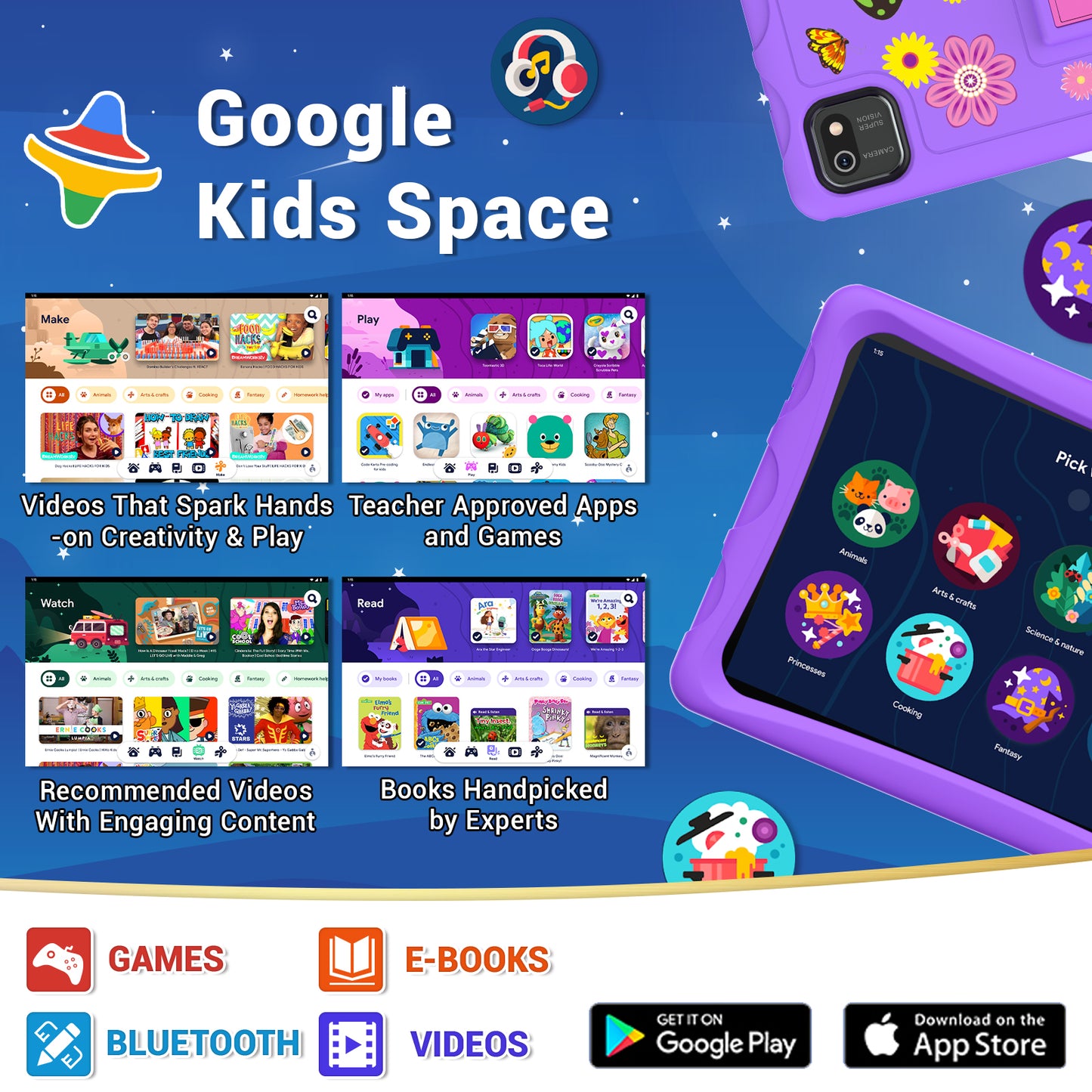 Contixo K103B Kids Tablet -" HD Screen, 64GB, Parental Controls, 80 Disney eBooks