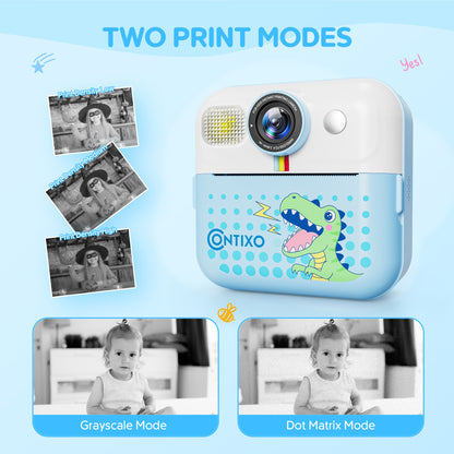 Contixo KC4  Kids Instant Print Camera, HD 1080P Digital Camera with 3 Rolls of Paper & 32G Card, 16X Zoom, Games & MP3, Ages 3-12