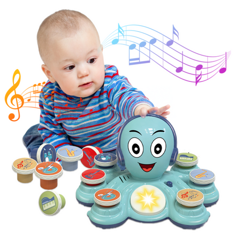 Contixo Baby Piano Toy - Octopus Musical Toy with 6 Keyboards, Ages 6-24 Months, Blue