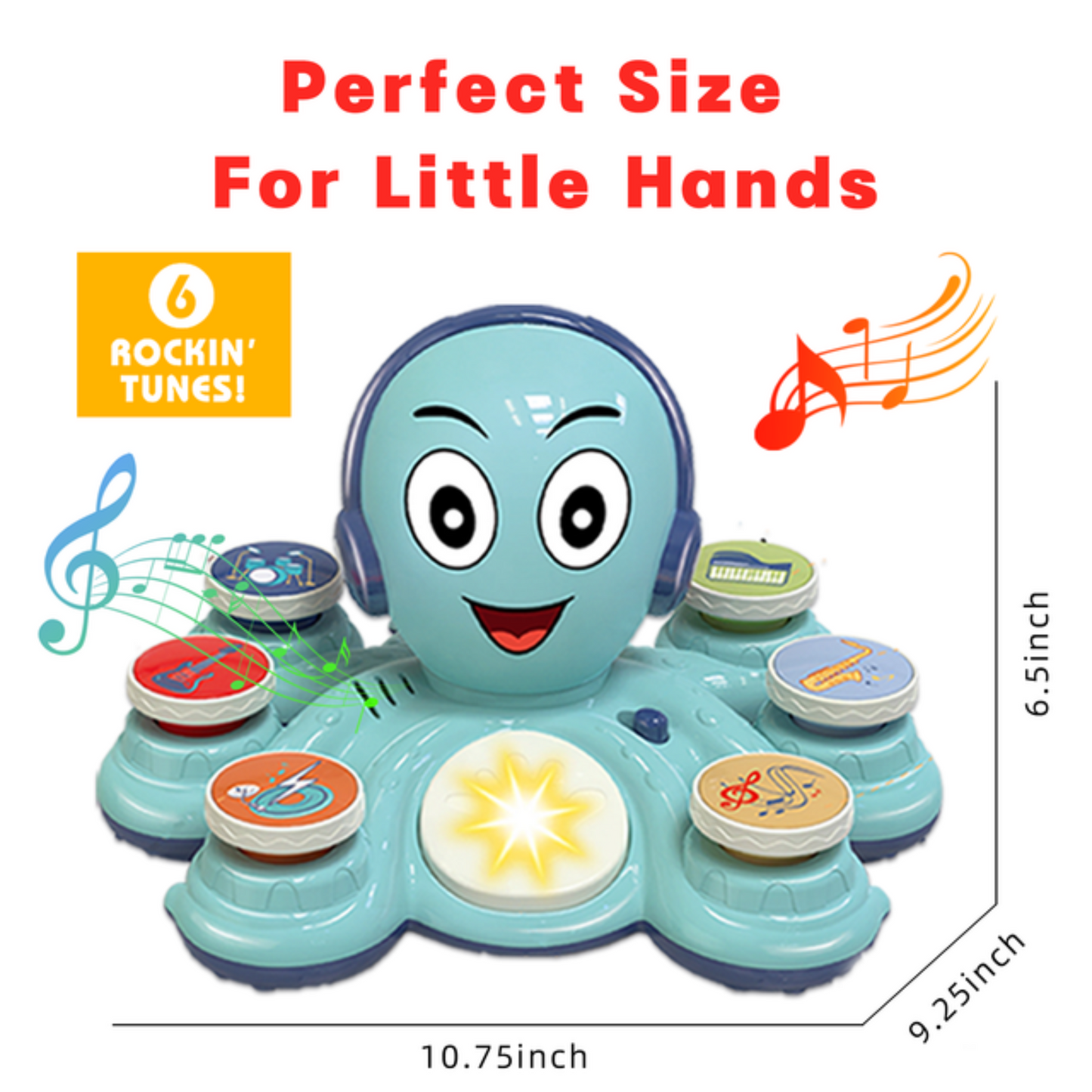 Contixo Baby Piano Toy - Octopus Musical Toy with 6 Keyboards, Ages 6-24 Months, Blue