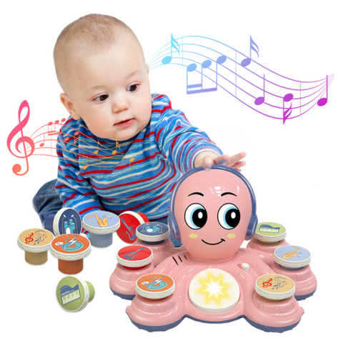 Contixo Baby Piano Toy - Octopus Musical Toy with 6 Keyboards, Ages 6-24 Months, Pink