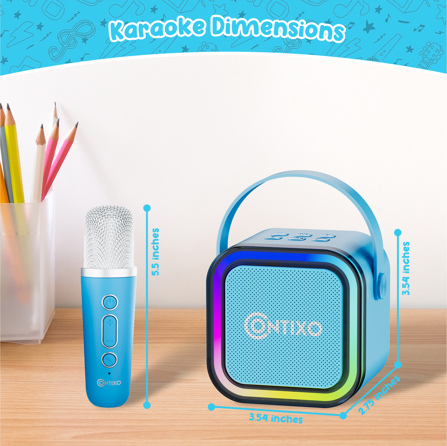 Contixo K102 10" Kids Tablet with Kids Bluetooth Karaoke and Two Microphones