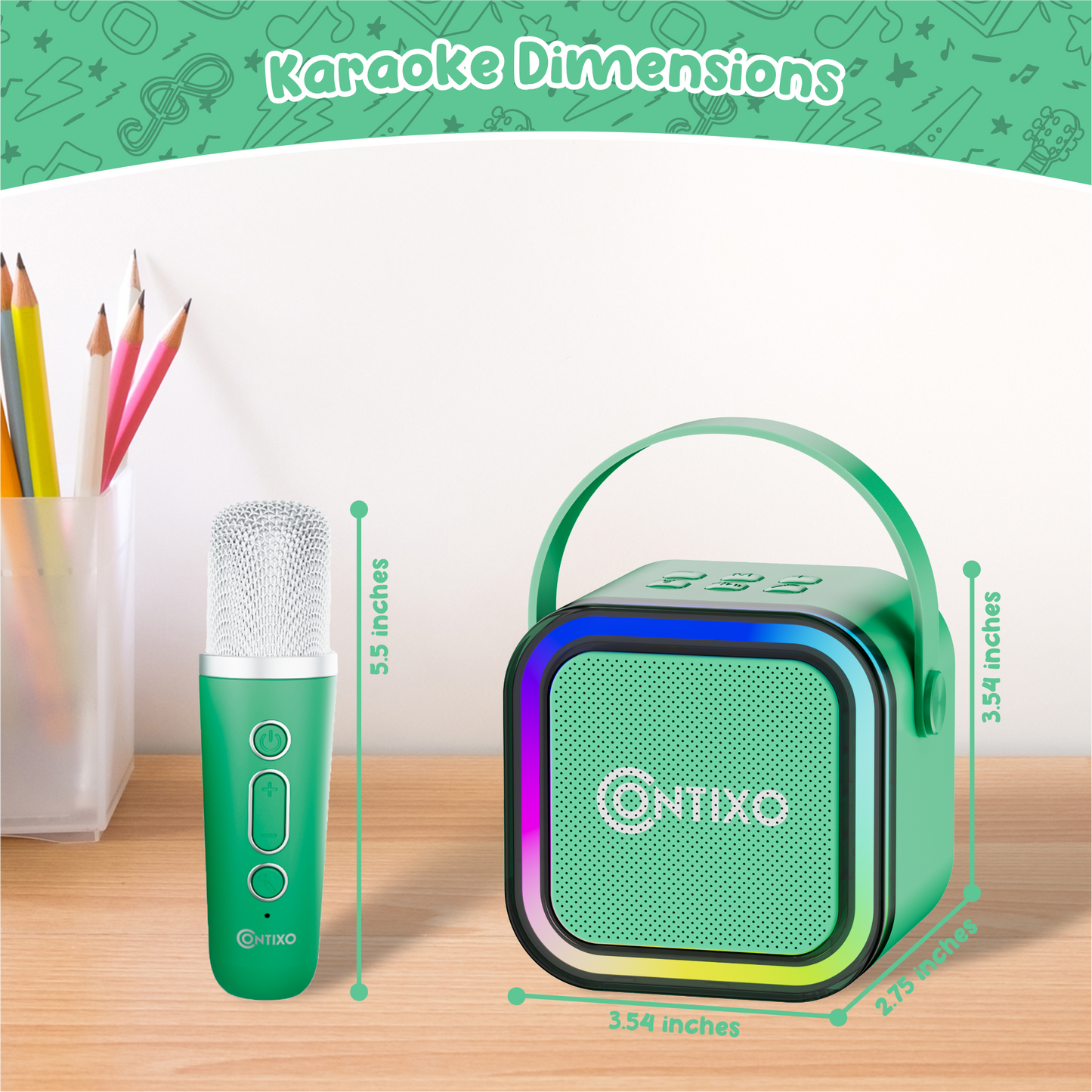 Contixo K102 10" Kids Tablet with Kids Bluetooth Karaoke and Two Microphones