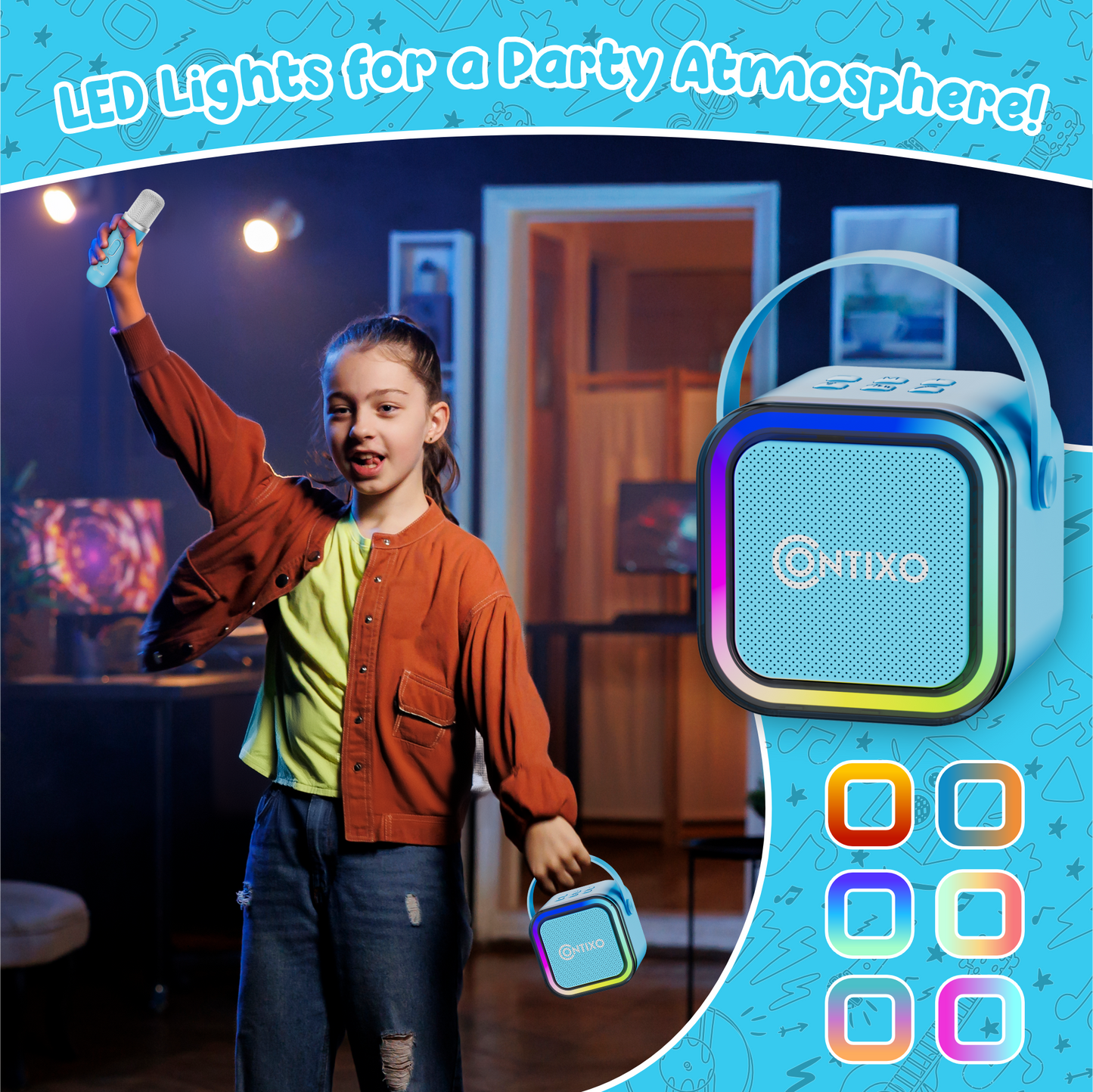 Contixo K102 10" Kids Tablet with Kids Bluetooth Karaoke and Two Microphones