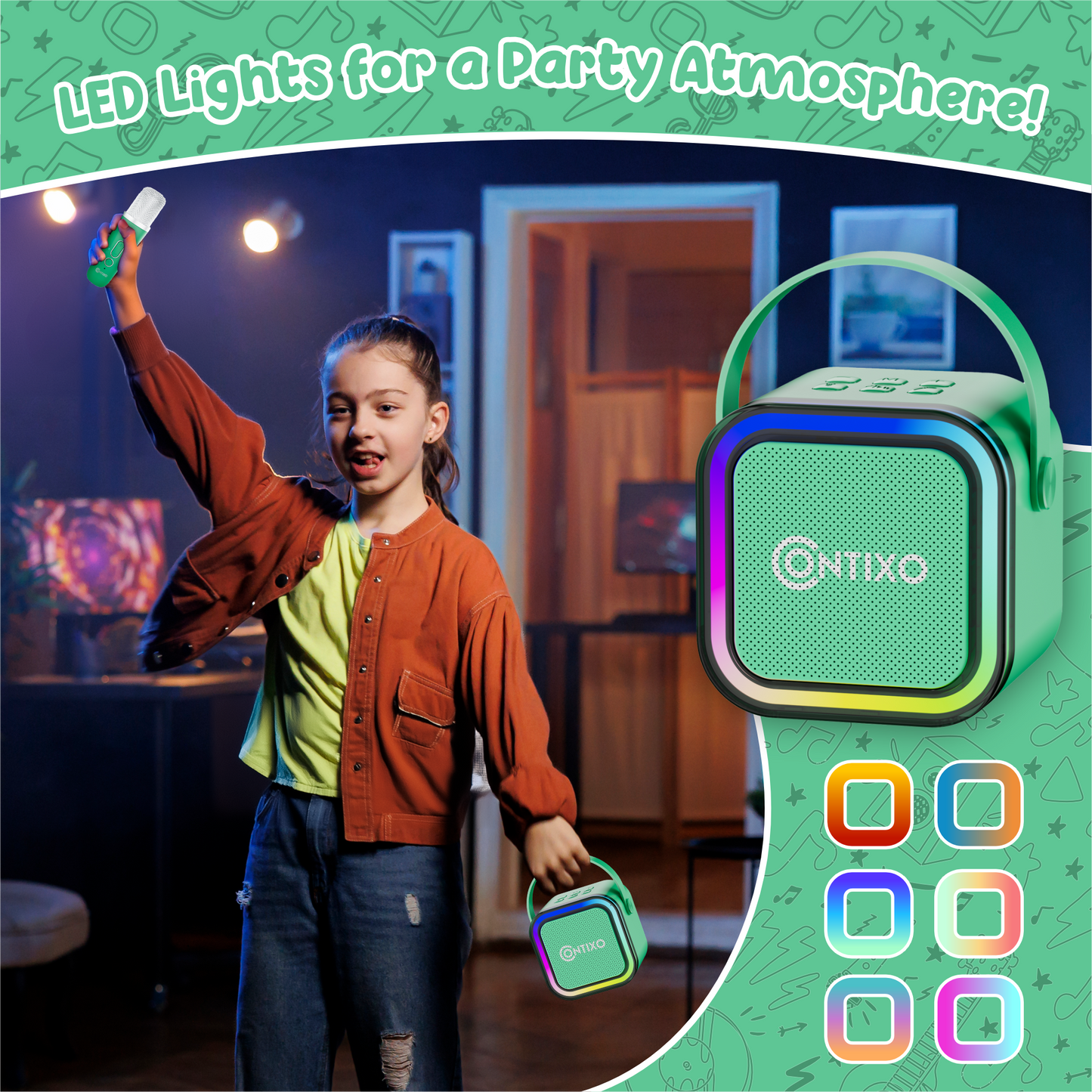 Contixo K102 10" Kids Tablet with Kids Bluetooth Karaoke and Two Microphones