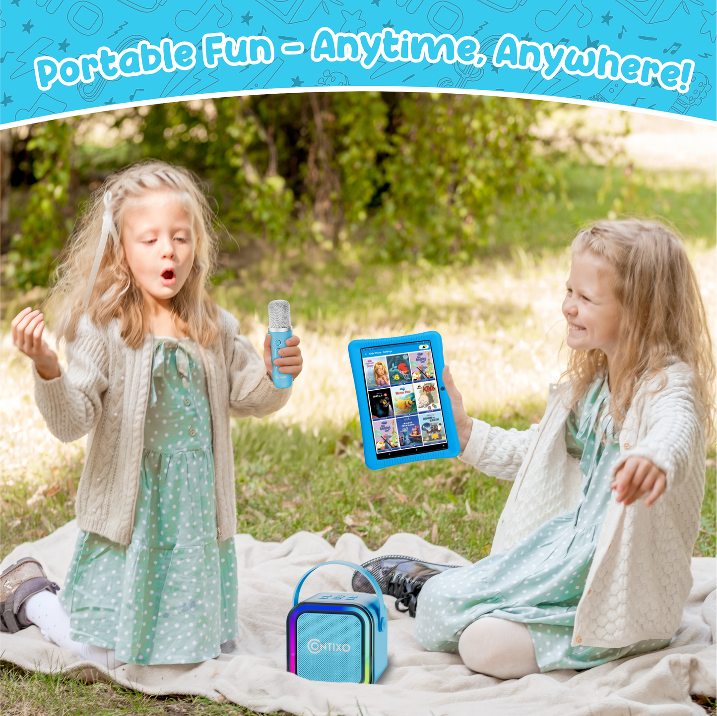 Contixo K102 10" Kids Tablet with Kids Bluetooth Karaoke and Two Microphones