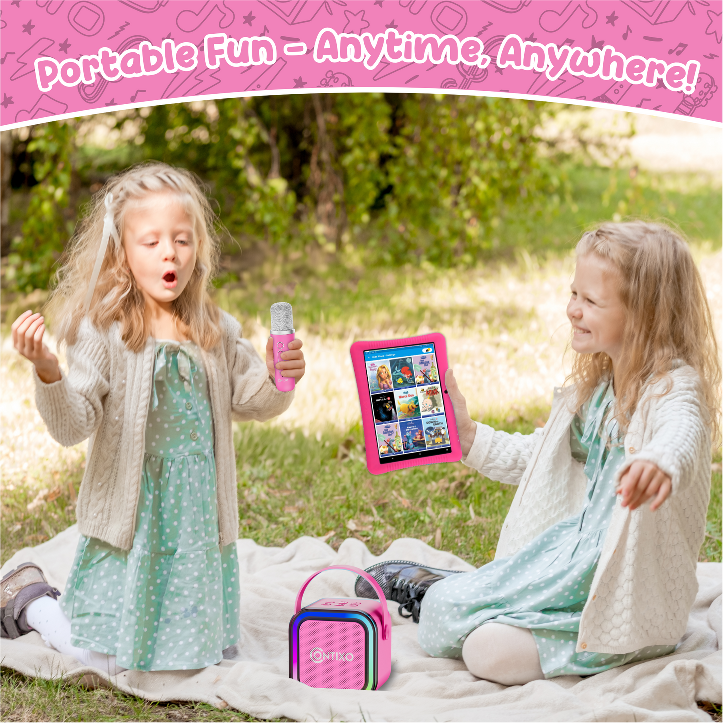 Contixo K102 10" Kids Tablet with Kids Bluetooth Karaoke and Two Microphones