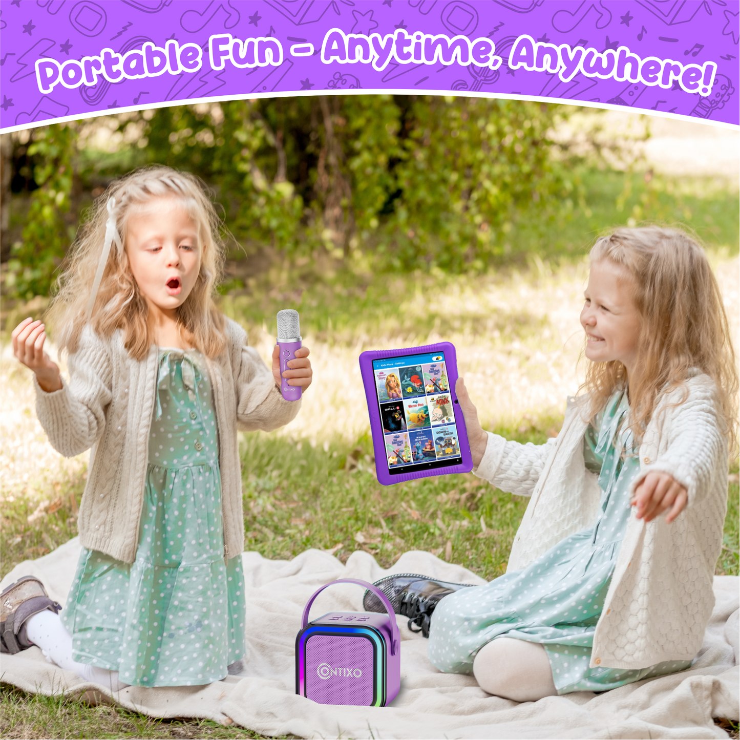 Contixo K102 10" Kids Tablet with Kids Bluetooth Karaoke and Two Microphones