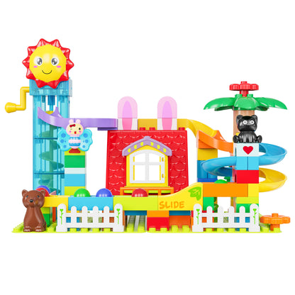 Contixo MK1 Marble Run Building Blocks Set, 118PCS STEM Construction Toy with Elevator Lift, Rabbit House Track Toys For Boy's Girl's Kids Ages 3+