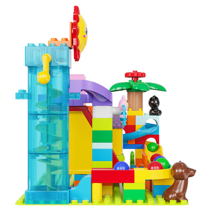 Contixo MK1 Marble Run Building Blocks Set, 118PCS STEM Construction Toy with Elevator Lift, Rabbit House Track Toys For Boy's Girl's Kids Ages 3+