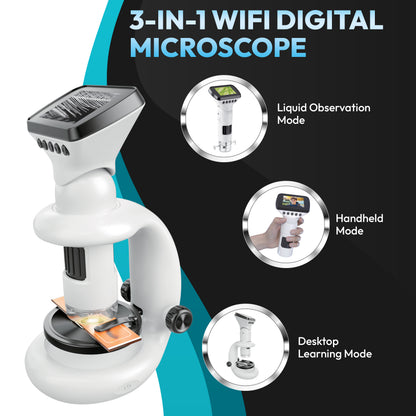 Contixo - MS2 WiFi Digital Microscope with LCD Screen, 1000X Magnification, Photo & Video Capture, Type-C Rechargeable