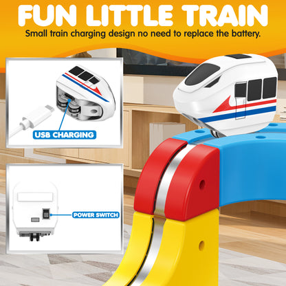 Contixo MT2 Magnetic Train Track Set - 150-Piece 3D Snap-Fit Building Kit with Vertical Wall Climbing Tracks & 2 Magnetic Trains