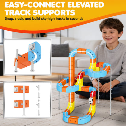 Contixo MT2 Magnetic Train Track Set - 150-Piece 3D Snap-Fit Building Kit with Vertical Wall Climbing Tracks & 2 Magnetic Trains