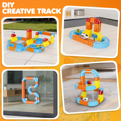 Contixo MT2 Magnetic Train Track Set - 150-Piece 3D Snap-Fit Building Kit with Vertical Wall Climbing Tracks & 2 Magnetic Trains