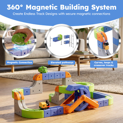 Contixo MT4 Magnetic Train Track Set | Motorized STEM Toy with Flip Bridge