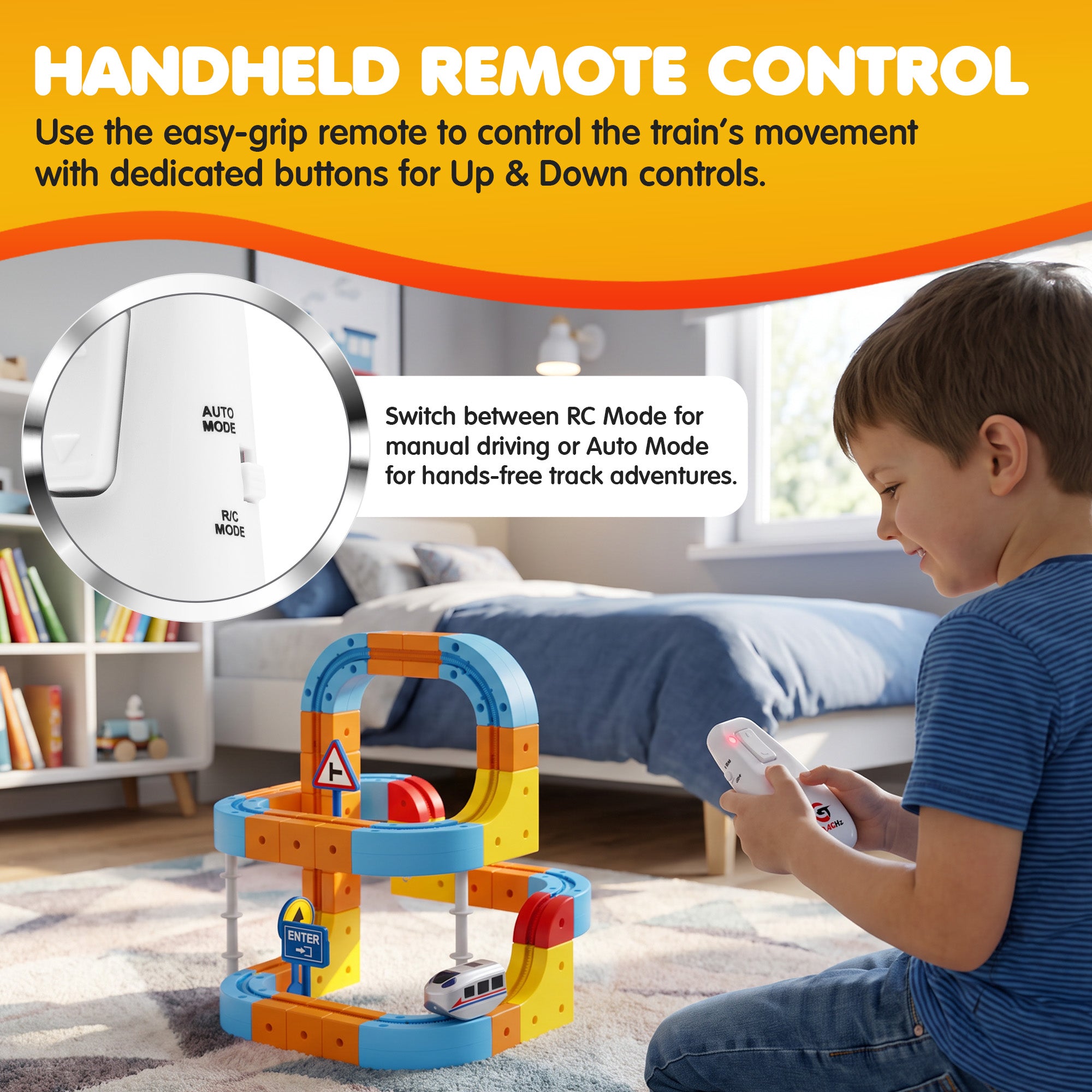 Contixo MT5 147-Piece Gear Track Train Set with Handheld Remote