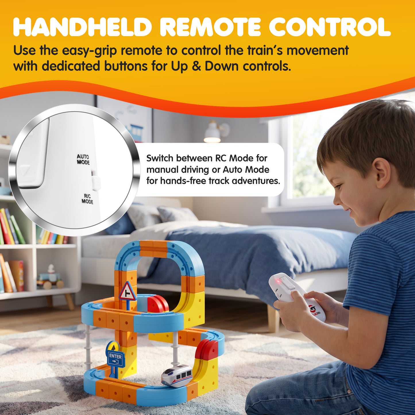 Contixo MT5 147-Piece Gear Track Train Set with Handheld Remote