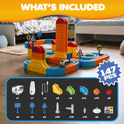 Contixo MT5 147-Piece Gear Track Train Set with Handheld Remote