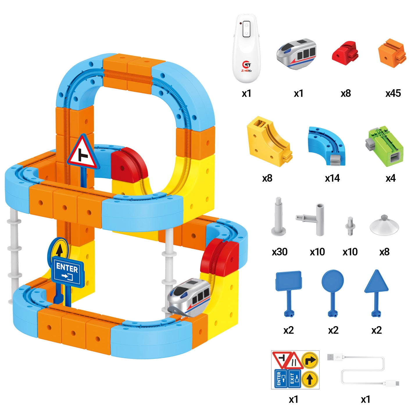 Contixo MT5 147-Piece Gear Track Train Set with Handheld Remote